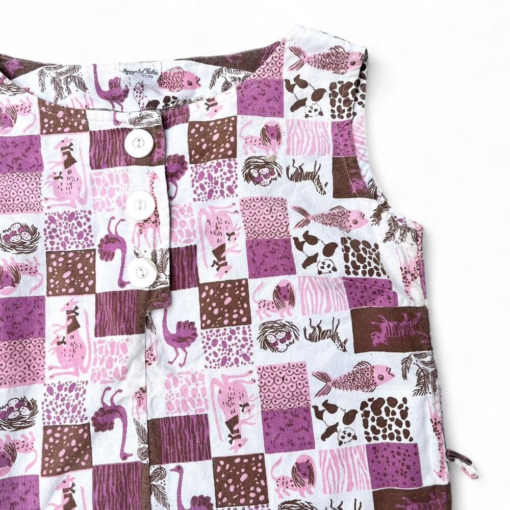 60s Vintage Kids top Animal Pirnt Twee girls 7